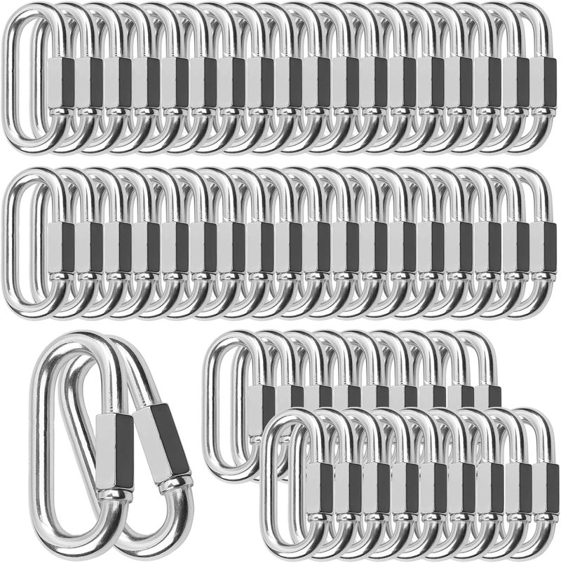 EVANCENT Quick Links, Chain Links Connector, 620lbs Capacity Heavy Duty Carabiner Clips, Galvanized Thread Quick Link Hardware for Safety Chain Swing Gym Hammock, Screw Lock Oval Locking Carabiner - Image 1